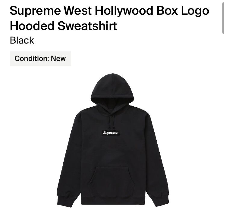 XXL - Supreme West Hollywood Box Logo Hoodie for Sale in Los  