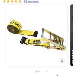 	4" x 30' Yellow Ratchet Strap w/ Flat Hooks 