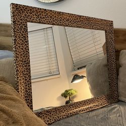 Beautiful HAND PAINTED Leopard Print Mirror