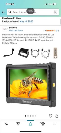 $65 Desview P5l1 5.5 Inch Camera Field Monitor.