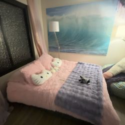 Almost New Full Bed Frame And Mattress With Storage