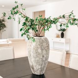 18.5" Decorative Rustic Vessel Vase | Artificial Stems Shown Included