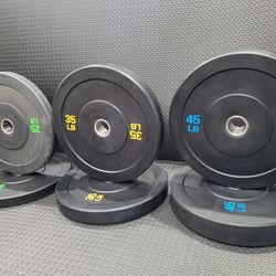 Color Coded Olympic Black Bumper Weight Plates Full Set (2x10lb-2x25lb-2x35lb-2x45lb)