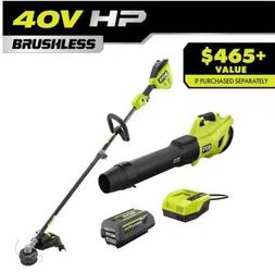 RYOBI 40V HP Cordless Leaf Blower & String Trimmer Combo 4Ah Batt & Charger Brand new
