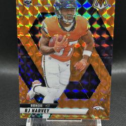 🔥 2025 Panini Mosaic - RJ Harvey - Orange Rookie /199 RC Color Match Broncos #375