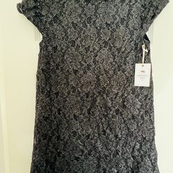 Forever 21 Black Dress  Layered In Lace Girl Sz. 11/12 Short Sleeve