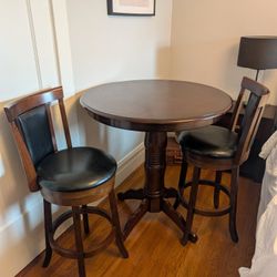 Pub Bar Height Table And Swivel Stools 3pc Set