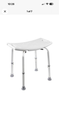 Adjustable White Shower Stool with Non-Slip Feet