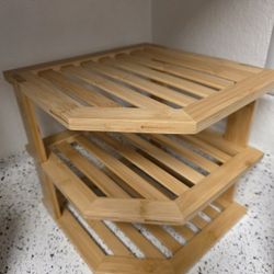 3 Tier Bamboo Corner Shelf Cabinet Organizer