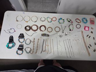 Bracelets and necklaces are  $5 each