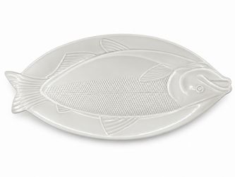 White Ceramic Fish-Shaped Serving Platter