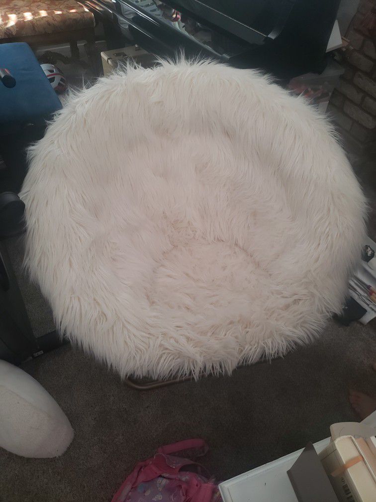 Potery Barn Chair 

Himalayan Ivory Faux-Fur Hang-A-Round Chair

