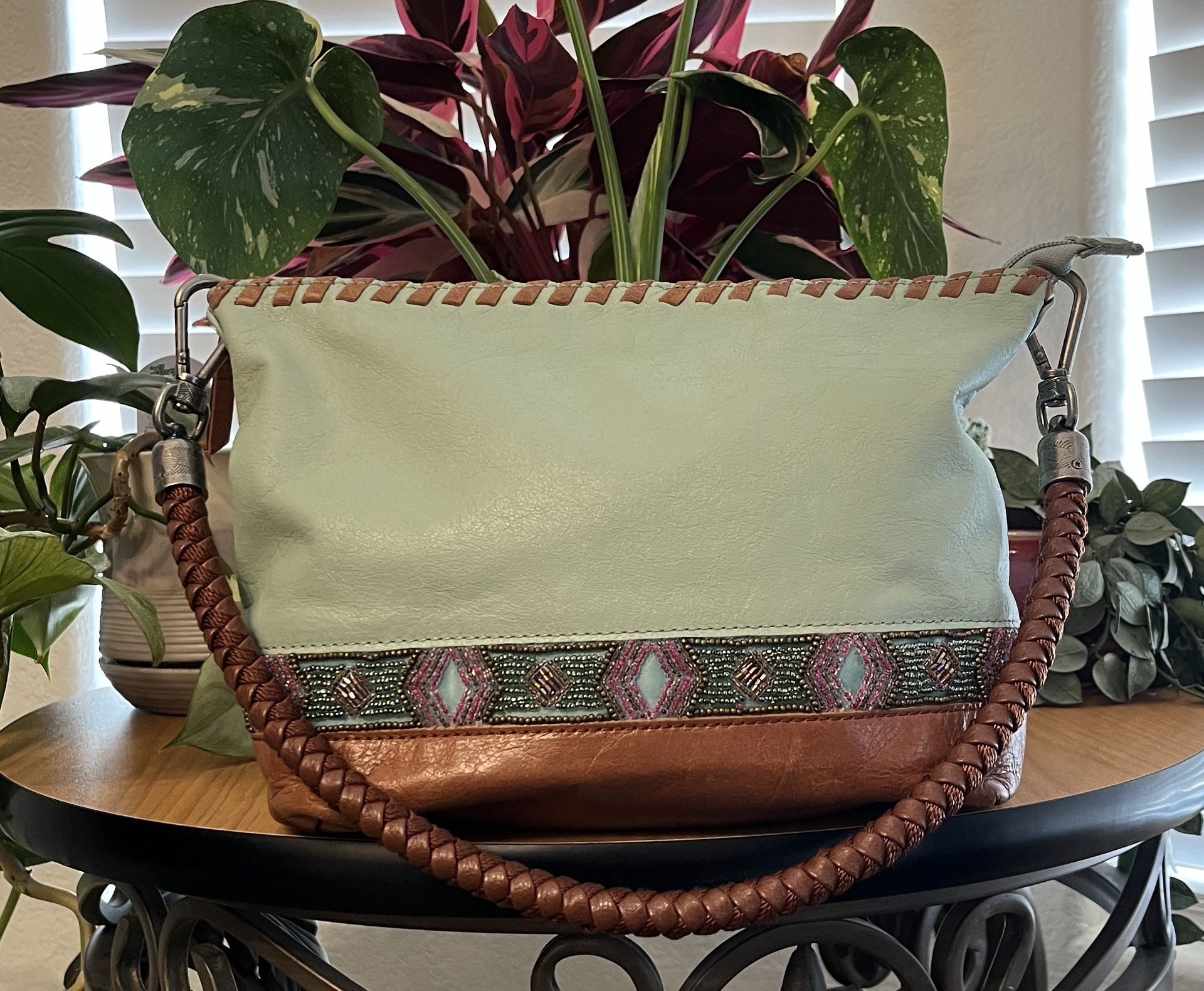 The Sak Leather Beaded Shoulder Bag