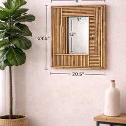 Decorative bamboo-framed wall mirror FREE DELIVERY 