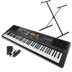 YAMAHA PSR-EW300 SA 76-Key Portable Keyboard Bundle with Stand and Power Supply 