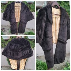 Vtg Fantastique Faux Fur Shawl Stole Cape 