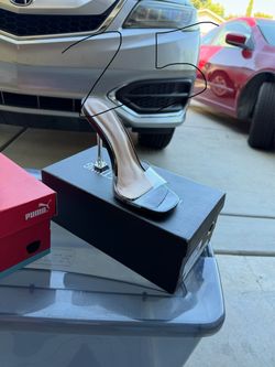 PrettyLittleThing Lily-1 Clear/Black Patent Mule Sandals