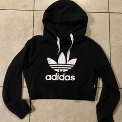 Adidas Hoodie Cropped Fleece Sweatshirt  Small Nice 