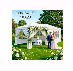 10' x 20' Outdoor White Waterproof Gazebo Canopy Tent with Removable Sidewalls Windows