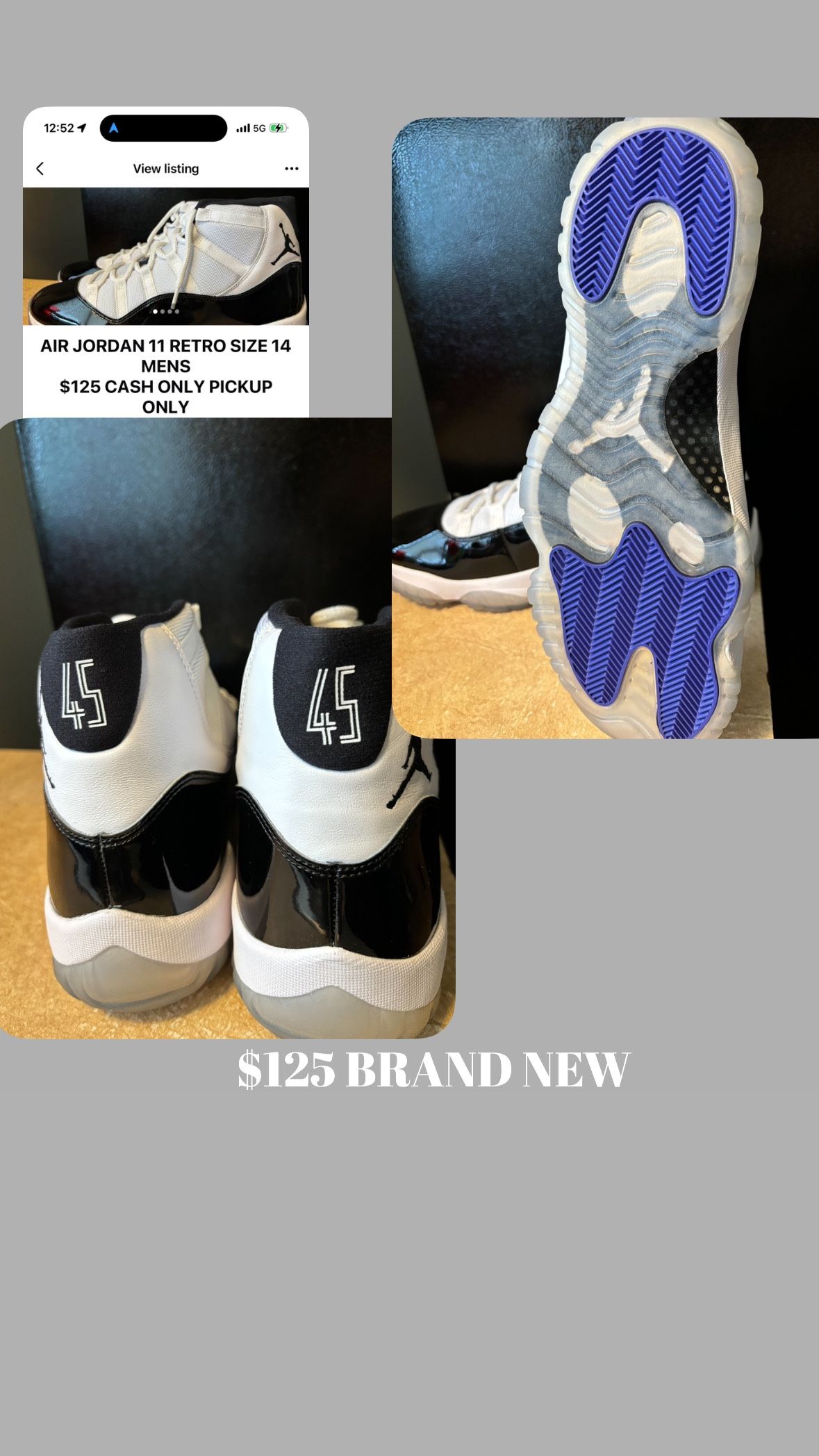 JORDAN RETRO 11 SIZE 14 BRAND NEW $125 CASH ONLY PICKUP ONLY