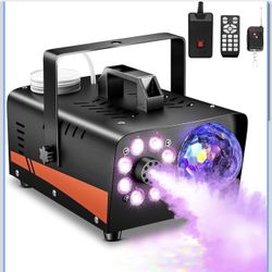 Fog Machine, Smoke Machine with Disco Ball Lights, 800W and 4500CFM with 13-Color LED Effects, Wired And Wireless Remote Controls, Ideal for Indoor, O