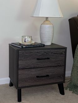 Dark Gray 2-Drawer Nightstand