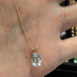 14K GOLD AQUAMARINE NECKLACE 