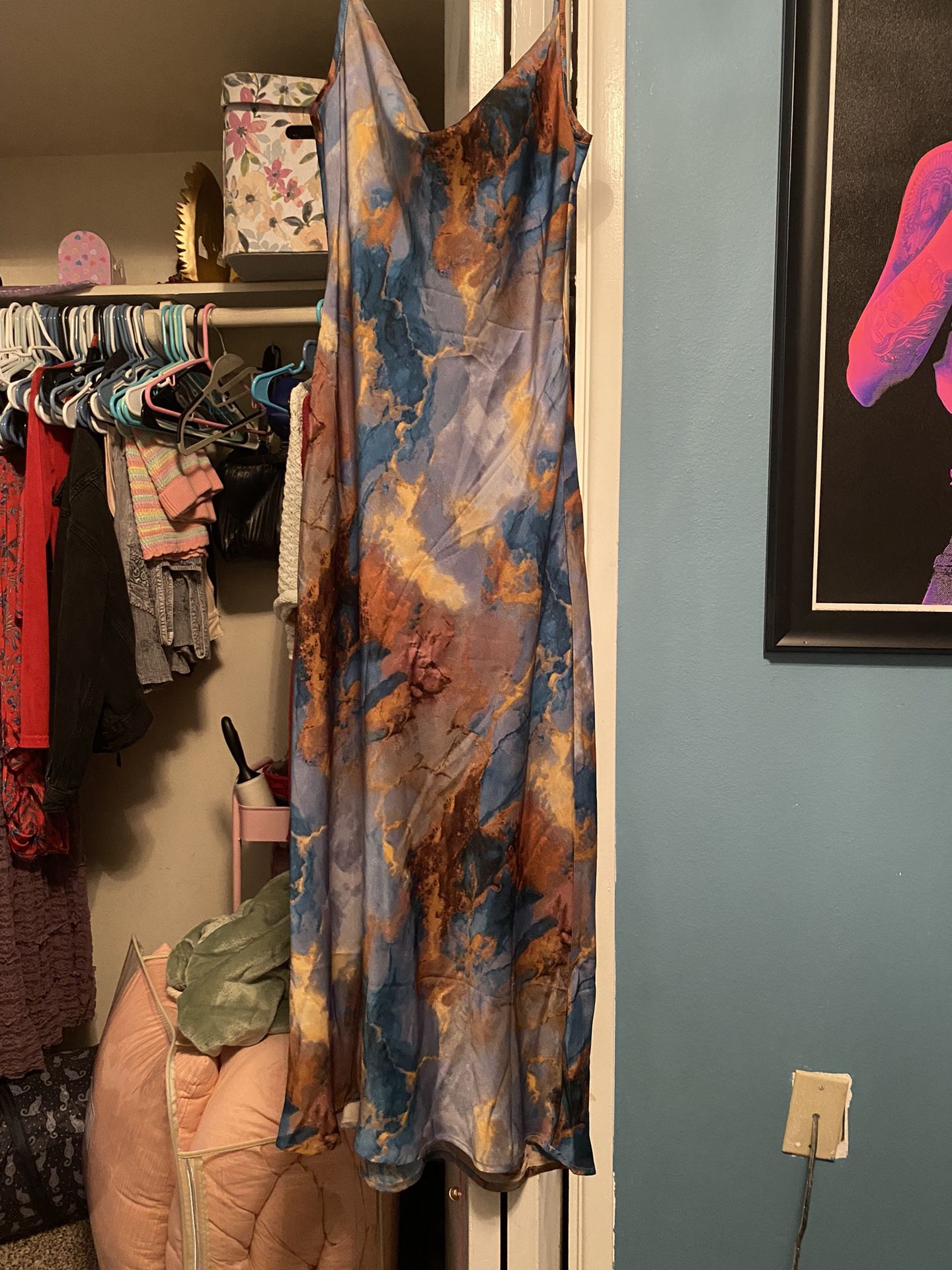 Micas Brown And Blue Silky Dress
