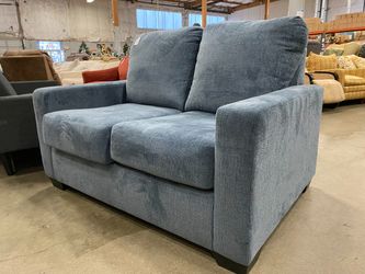 ASHLEY Blue Loveseat Convertible Twin Sleeper