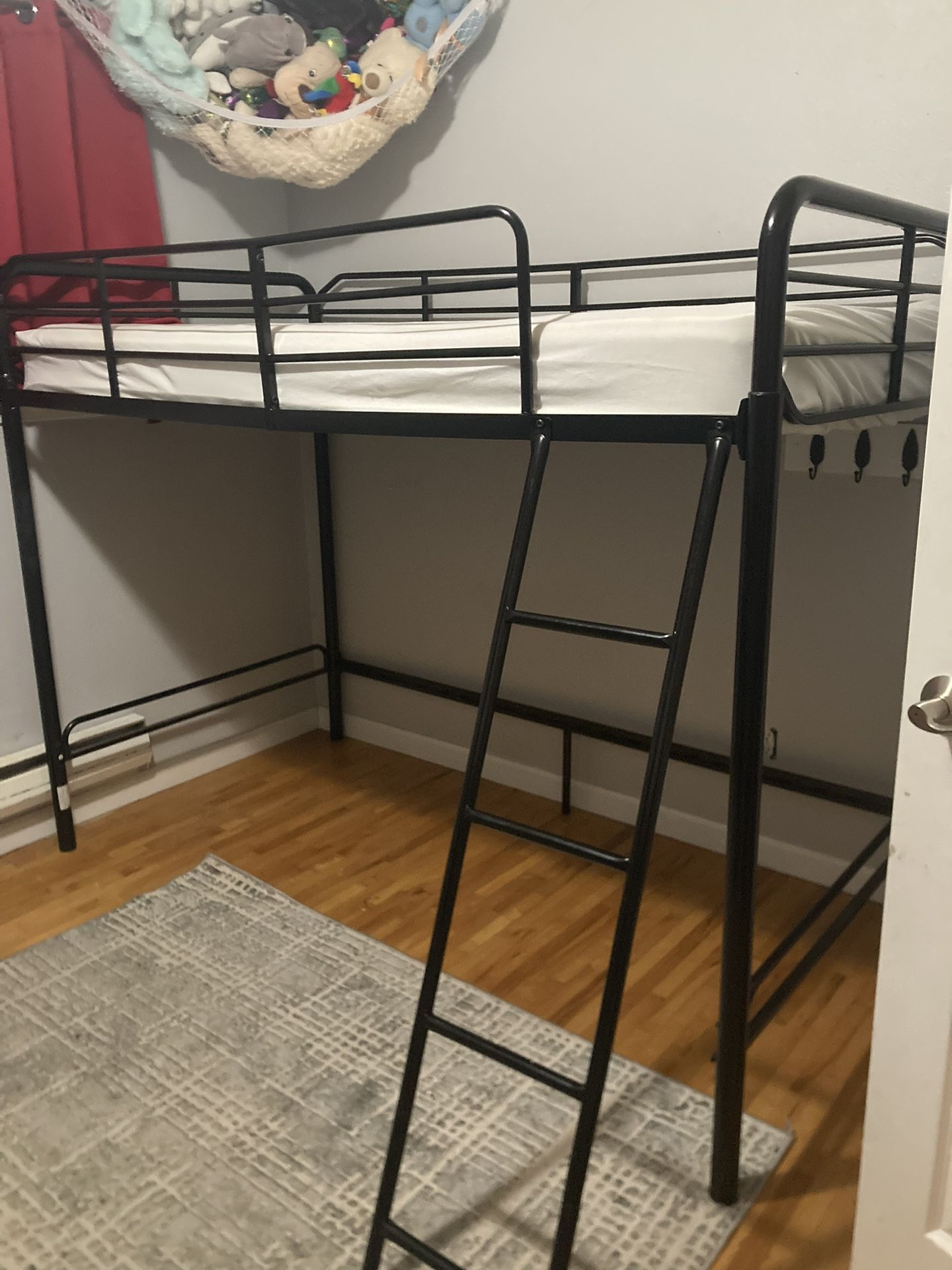 Black Metal Twin Loft Bed Frame