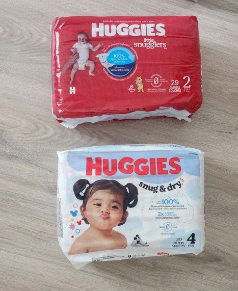 Huggies size 2 count 29 and size 4 count 30 diapers
Condition brand new
No returns
Feel free to ask questions
Happy to bundle
Please check My ot