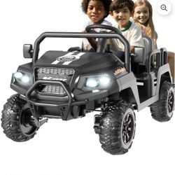 SaveJoy 24V 4 Seater Ride on Toys, Powered Ride on Cars w/ Four Wheels, Electric Car with Parent Remote Control for Toddlers Kids Girls Boys, Black