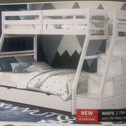 Twin/Full/Twin New Bunkbed With All 3 Mattresses Included 