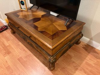 Vintage Wooden Coffee Table with fancy top and drawer