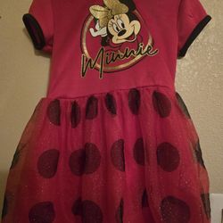 Size 5 Disney Minnie Mouse Dress Red Black Tulle With Hood 