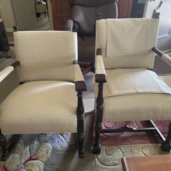 Vintage Rocking Chair And Regular Chair Set