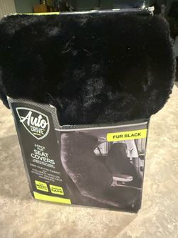 Auto Drive Black Faux Fur Seat Covers – 2 Pack