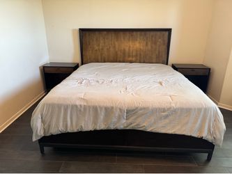 Modern King Bedroom Set – Bed Frame + Dresser w/ Mirror + 2 Nightstands