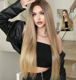 Long Straight Ombre Blonde Wig new