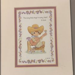 Precious Moments Country Girl Picture & Mat New