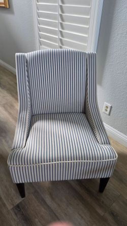 Pair of Blue & White Striped Accent Chairs