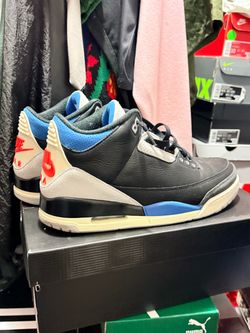 Air Jordan 3 Black Blue Grey Sneakers