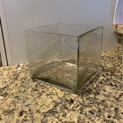 Very Large Square Glass Vase Very Heavy (toaster in photo for size reference )