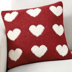 (1) 18”x18” New with Tags Pottery Barn Red Heart Jacquard Knit Pillow Cover