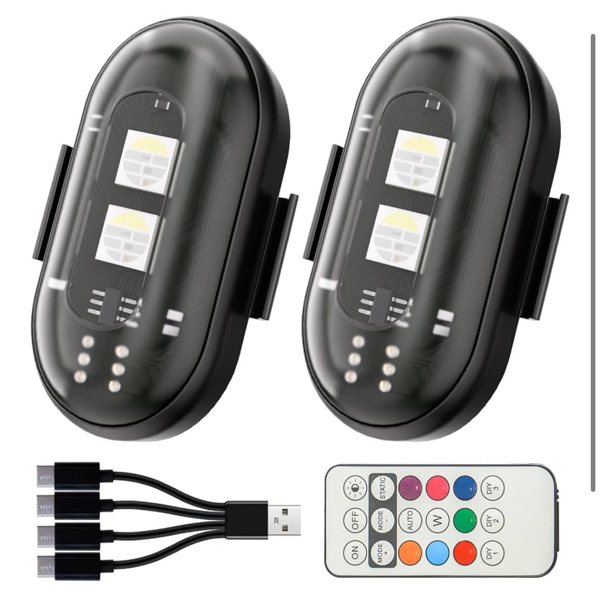 Brand: Ultrance 2PCS Wireless LED Strobe Lights for car with Remote Control, 8 Colors USB Charge high Brightness Wireless led Light IP65 Waterproof An
