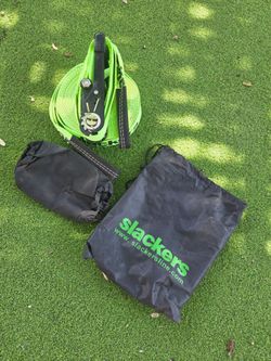 Outdoor balance training slack line.