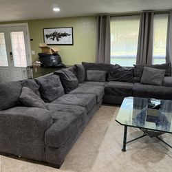 Gray Plush Sectional 
