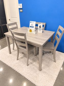 New 5-Piece Gray Dining Table Set – Table + 4 Chairs