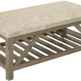 Lightly Used Palmdale Rectangular Marble Coffee Table in Weather Oak