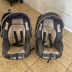 Double Stroller And Two Car Seats With Bases